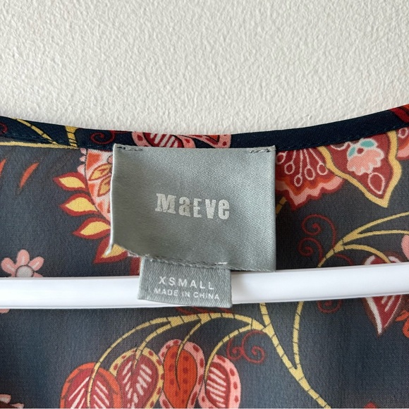 Maeve Anthropologie Apulia Pleated Midi Knee Length Dress Long Sleeve Floral XS - Picture 7 of 15